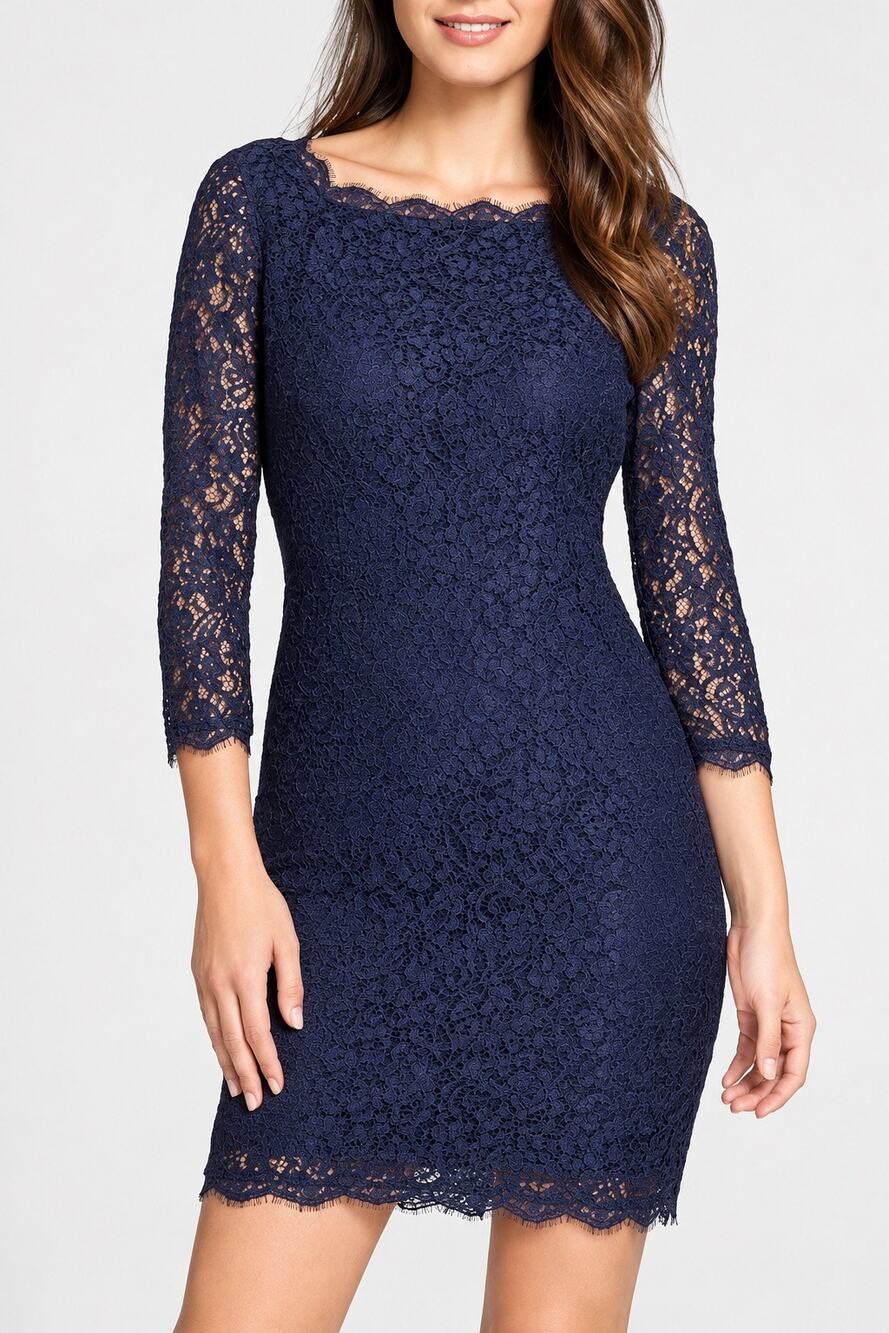 Adrianna Papell Women’s Navy Lace Sheath Dress Size 10
